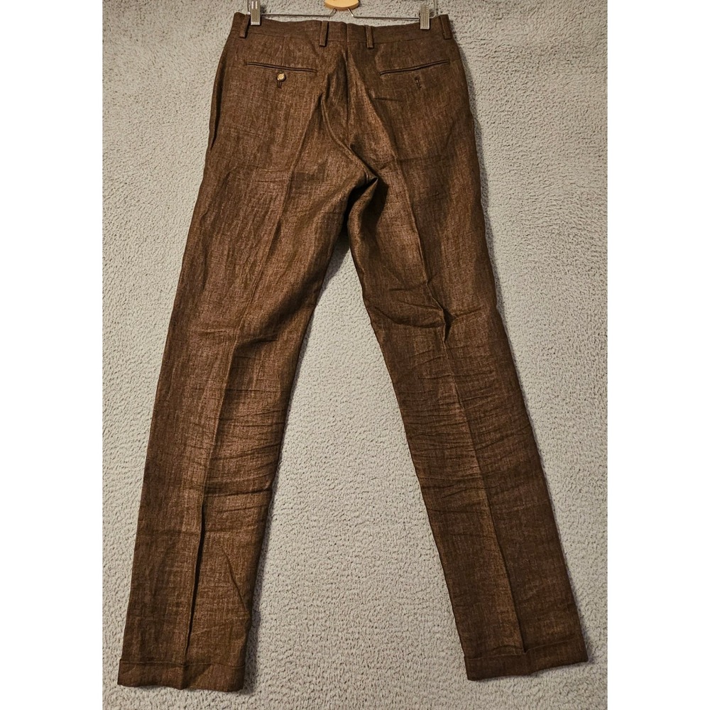 Murano Alex Slim Fit Pants Mens Size 32x34 Brown Baird McNutt Irish Linen - Picture 2 of 5